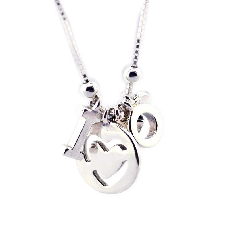 I Love You Necklace with Silver Chain