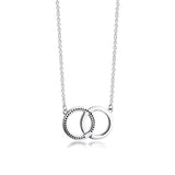 925 Sterling Silver CZ Circles Necklace Women Fine Jewelry Collar Pendant