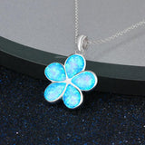 925 Silver Opal Flower Pendant Necklace Anniversary Gift