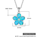 925 Silver Opal Flower Pendant Necklace Anniversary Gift