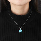 925 Silver Opal Flower Pendant Necklace Anniversary Gift