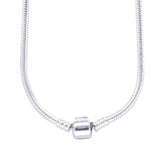 925 Sterling Silver Snake Chain Necklace Sparkling Heart Women Charms