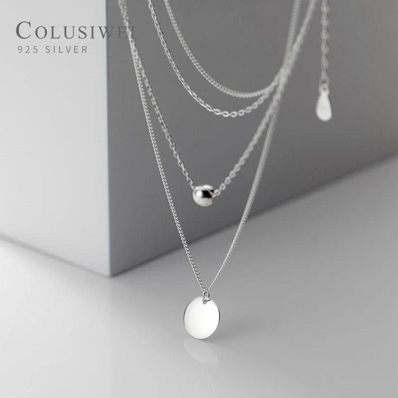 Colusiwei 925 Silver Beads Double Chain Necklace for Women