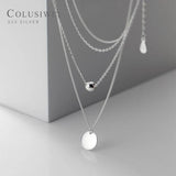 Colusiwei 925 Silver Beads Double Chain Necklace for Women