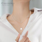 Colusiwei 925 Silver Beads Double Chain Necklace for Women