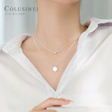 Colusiwei 925 Silver Beads Double Chain Necklace for Women