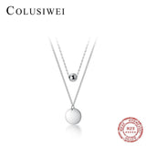 Colusiwei 925 Silver Beads Double Chain Necklace for Women