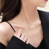 Shefuny 925 Silver 5 Pearl Pendant Chain Necklace