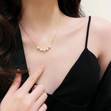 Shefuny 925 Silver 5 Pearl Pendant Chain Necklace