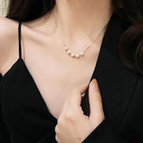 Shefuny 925 Silver 5 Pearl Pendant Chain Necklace