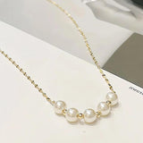 Shefuny 925 Silver 5 Pearl Pendant Chain Necklace