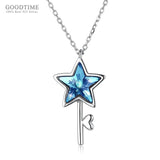 925 Silver Crystal Star Pendant Necklace Elegant Gift for Her