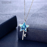 925 Silver Crystal Star Pendant Necklace Elegant Gift for Her