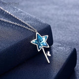 925 Silver Crystal Star Pendant Necklace Elegant Gift for Her