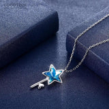 925 Silver Crystal Star Pendant Necklace Elegant Gift for Her