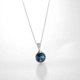 Classic Crystal Round Pendant Necklace 925 Silver Jewelry