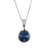 Classic Crystal Round Pendant Necklace 925 Silver Jewelry
