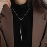 925 Silver Necklace Women Choker Tassels Long Chain Gift