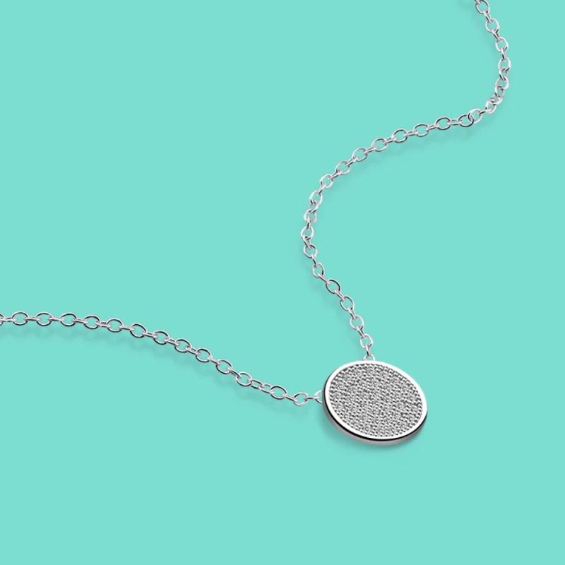 925 Silver Necklace Women Round Pendant Chain Solid Silver Jewelry