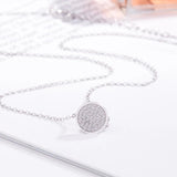 925 Silver Necklace Women Round Pendant Chain Solid Silver Jewelry