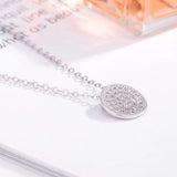 925 Silver Necklace Women Round Pendant Chain Solid Silver Jewelry