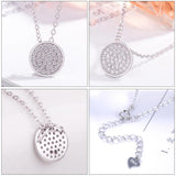 925 Silver Necklace Women Round Pendant Chain Solid Silver Jewelry