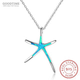Opal Starfish Pendant Necklace 925 Sterling Silver Fine Jewelry
