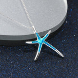 Opal Starfish Pendant Necklace 925 Sterling Silver Fine Jewelry