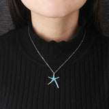 Opal Starfish Pendant Necklace 925 Sterling Silver Fine Jewelry