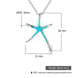 Opal Starfish Pendant Necklace 925 Sterling Silver Fine Jewelry