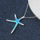 Opal Starfish Pendant Necklace 925 Sterling Silver Fine Jewelry