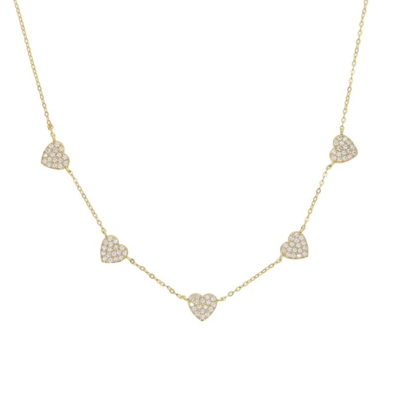 925 Silver CZ Love Heart Choker Necklaces Gothic Style Jewelry