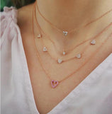 925 Silver CZ Love Heart Choker Necklaces Gothic Style Jewelry