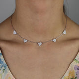 925 Silver CZ Love Heart Choker Necklaces Gothic Style Jewelry