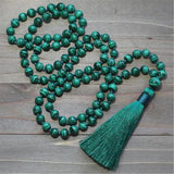 8mm Malachite 108 Beads Tassel Necklace Meditation