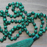 8mm Malachite 108 Beads Tassel Necklace Meditation