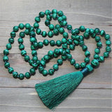 8mm Malachite 108 Beads Tassel Necklace Meditation