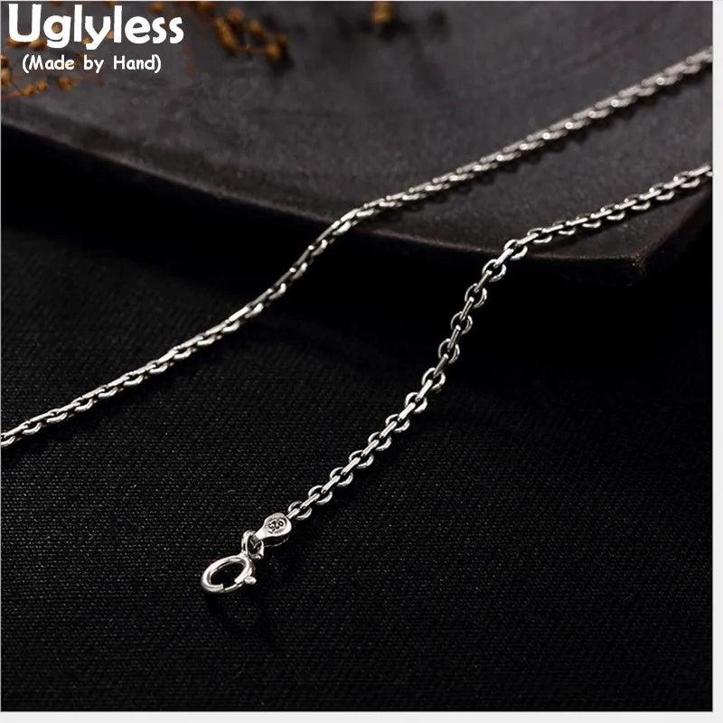 Real 925 Sterling Silver 2MM Thin Chains Necklaces Men Fine Jewelry