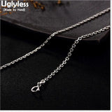 Real 925 Sterling Silver 2MM Thin Chains Necklaces Men Fine Jewelry
