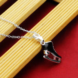 925 Silver Necklace Snow Boot Pendant Choker Couple Gift