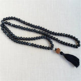 8mm Agate 108 Beads Tassels Necklace Wrist Chakra Colorful Cuff