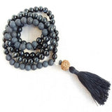 8mm Agate 108 Beads Tassels Necklace Wrist Chakra Colorful Cuff
