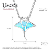 925 Silver Mobula Fish Pendant Necklace for Women ALN0479
