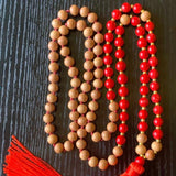 8mm Red Coral Sandalwood Beads Necklace Gift Beaded Healing Christmas