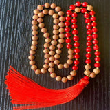 8mm Red Coral Sandalwood Beads Necklace Gift Beaded Healing Christmas