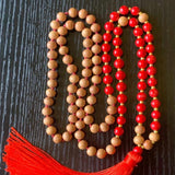 8mm Red Coral Sandalwood Beads Necklace Gift Beaded Healing Christmas