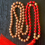 8mm Red Coral Sandalwood Beads Necklace Gift Beaded Healing Christmas