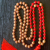 8mm Red Coral Sandalwood Beads Necklace Gift Beaded Healing Christmas