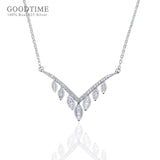 925 Sterling Silver Clavicle Necklace with Zircon Chain Pendant