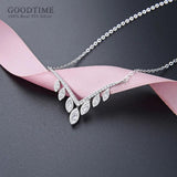 925 Sterling Silver Clavicle Necklace with Zircon Chain Pendant